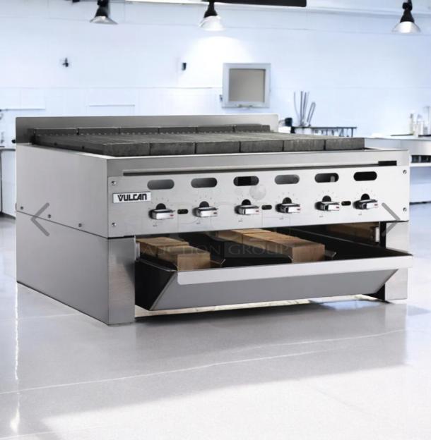 Pristine Vulcan VCCB72 72" gas charbroiler with 6 burners. Fully tested, in working order. Natural gas.