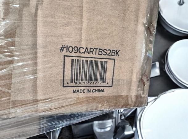 Brand new Choice 2-shelf black utility cart, model 109CARTBS2BK, 24"x16", lightweight, durable, ships assembled.