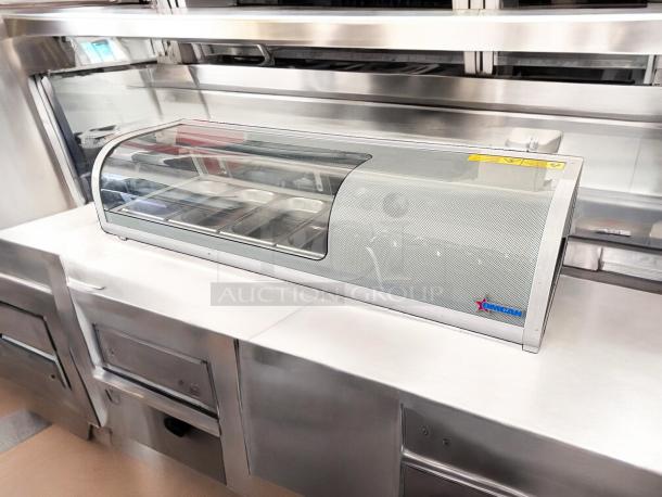 Omcan FPM-1 46" refrigerated sushi display case, model 39553, outstanding condition, tested and working, 110V.