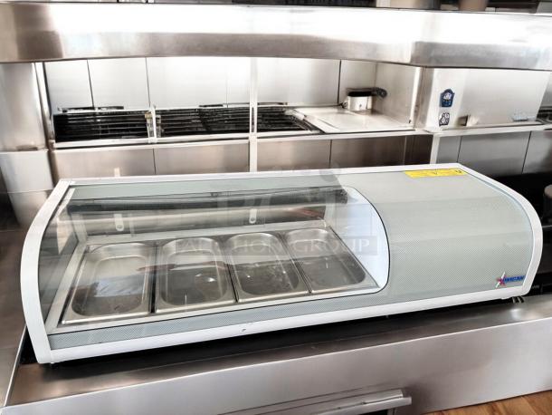 Refrigerated sushi display case, Omcan FPM-1 model 39553, excellent condition, 46 inches, 110V, tested and working.