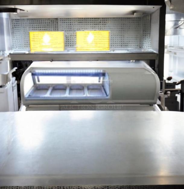 Omcan FPM-1 refrigerated sushi display case, 46", Model 39553, 110V, outstanding condition, tested and working.