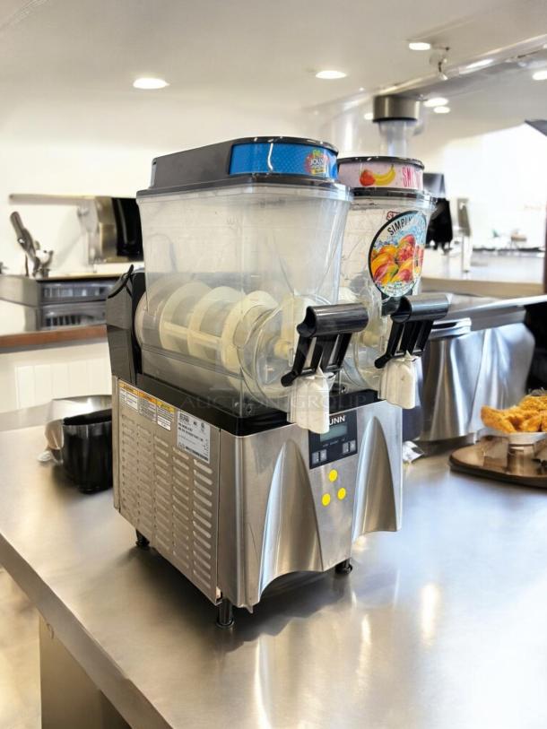 BUNN Ultra-2 commercial frozen drink slush machine with two hoppers, model BA 120 BLK/SST, in immaculate condition.
