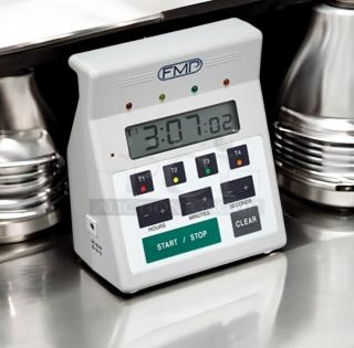 FMP 151-7501 4-channel digital kitchen timer in like-new condition, battery operated, fully tested, visible timer display.