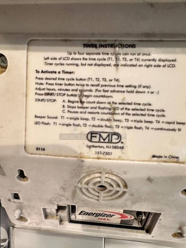 FMP 151-7501 4-Channel Digital Kitchen Timer, like-new, battery-operated, clearly labeled instructions, fully tested.