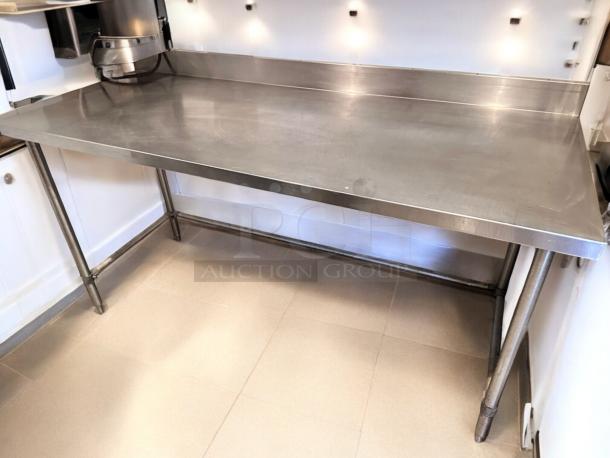 60" stainless steel work table with backsplash, heavy-duty, custom commercial fabrication, outstanding condition, fully tested.