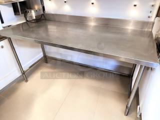 60" stainless steel work table with backsplash, heavy-duty, custom commercial fabrication, outstanding condition, fully tested.