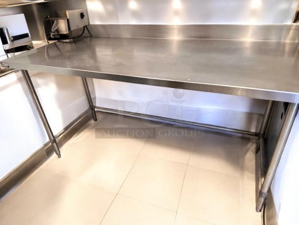 60" stainless steel work table with backsplash, Custom CCommercial Fabrication, heavy-duty, fully tested, outstanding condition.