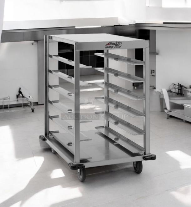 Alexander Industries aluminum pan rack, model 44, 20-tray capacity, excellent condition, NSF certified, fully tested.