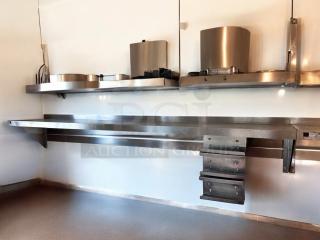 Elkay stainless steel wall shelf, 72"W x 12"D, model 12232, outstanding condition, NSF certified, fully inspected.
