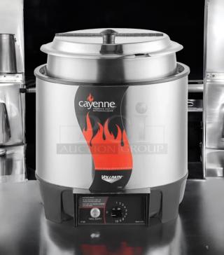 Like-new Vollrath Cayenne HS-7 Food Warmer, 800W, 120V, tested working. Silver, flame design, ideal for commercial use.
