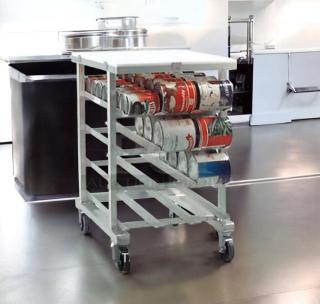 New Age Industrial can storage prep table cart with aluminum frame, poly top, and NSF certification. Fully tested and in superb condition.