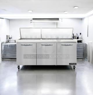 Continental SW72-30M 72" sandwich prep table, 3-door, outstanding condition, fully tested, 115V, stainless steel finish.