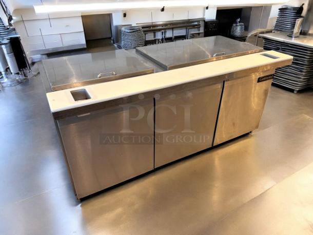 Continental SW72-30M 72" sandwich prep table, three doors, stainless steel, excellent condition, 115V, fully tested.
