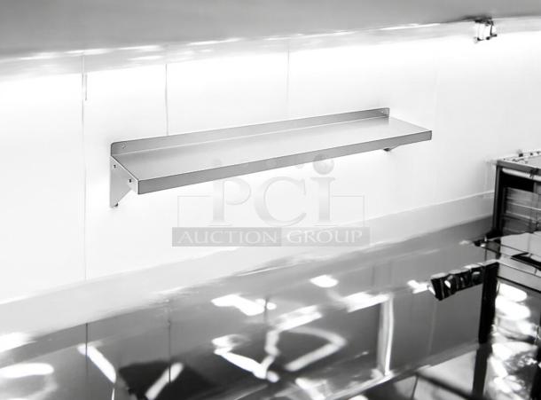 Elkay 72" stainless steel wall shelf, model 12232, in outstanding condition, NSF certified, fully tested.