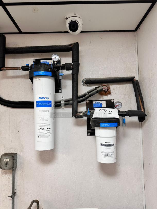 Dual KAY QSR Water Filtration System with 2 KAY-TO20 cartridges, fully functional, in superb condition, by KAY/ECOLAB.