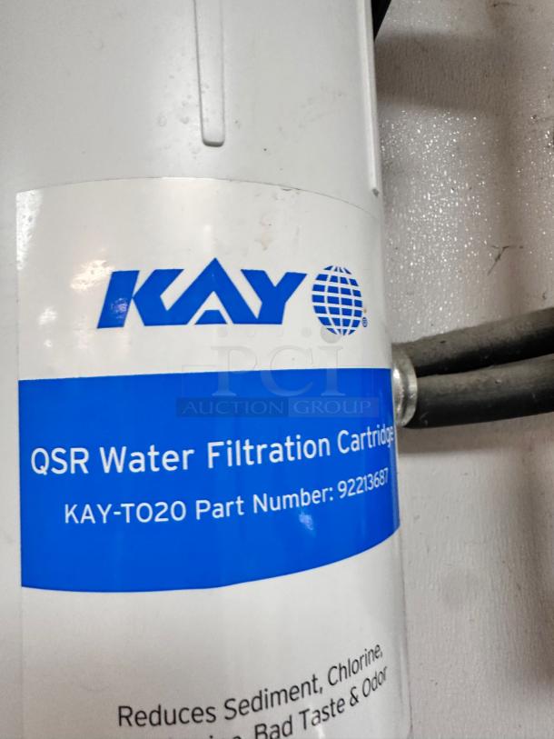 KAY QSR Water Filtration System, superb condition, dual unit with 2 KAY-TO20 cartridges, part number 92213687, fully functional.