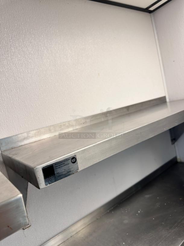 KAYE Wall-Mounted Stainless Steel Shelf, 48" W x 12" D, NSF Certified, Model 18224, outstanding condition, fully tested.