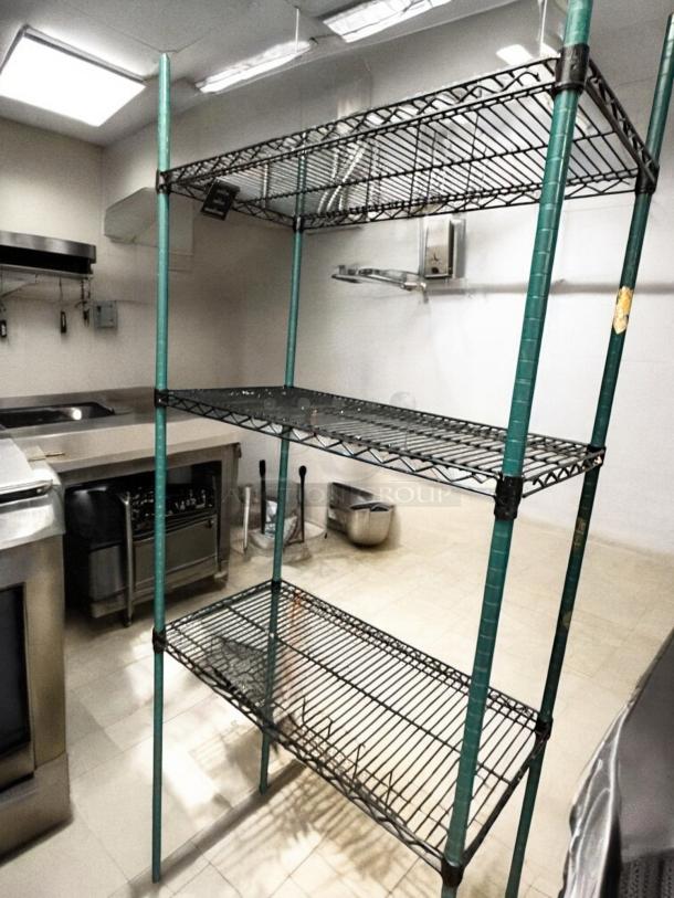 Commercial-grade Metro-Style wire shelving unit, NSF certified, in great condition. Three shelves, fully tested for sturdiness.