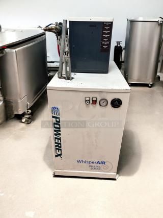 Powerex WhisperAIR Oil-Less Scroll Compressor with SPX Hankison HPR5-10 Air Dryer, Model SFC30824BP, in great condition.