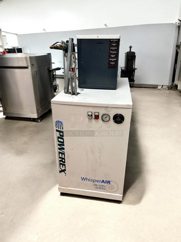 Powerex WhisperAIR Oil-Less Scroll Compressor with Hankison HPR5-10 Air Dryer, 8.8 SCFM, 208V, tested and fully working.