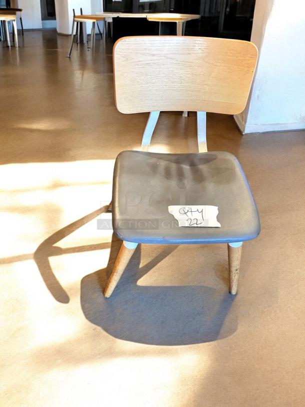 Modern café dining chair, Bistro-Style, wood/metal hybrid, excellent condition, qty 6, tested & sturdy.