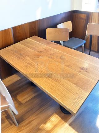 Custom commercial grade solid wood dining table, 48" x 27", excellent condition, inspected, ready for use.