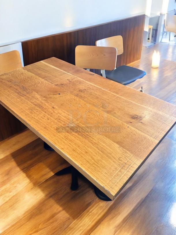 Solid wood dining table, custom commercial grade, 48"x27", excellent condition, fully inspected, ready for use.