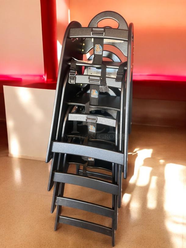 Koala Kare Designer Series black stackable commercial high chairs, superb condition, qty 4, fully cleaned, ready for use.