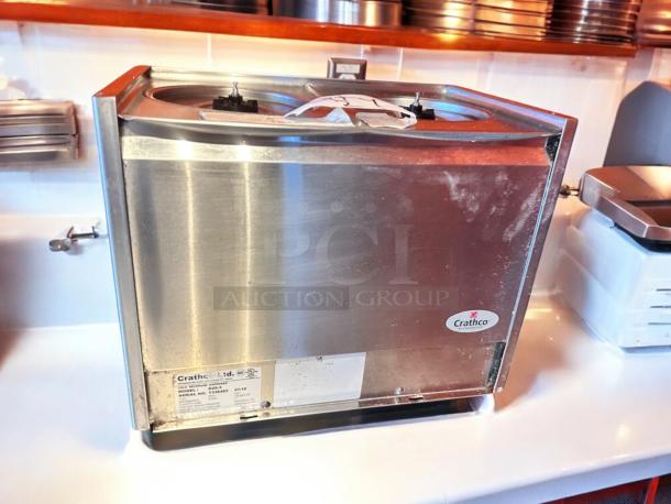 Crathco by Grindmaster D25-3 cold beverage dispenser, 2-bowl, 115V, superb condition, fully tested, stainless steel.