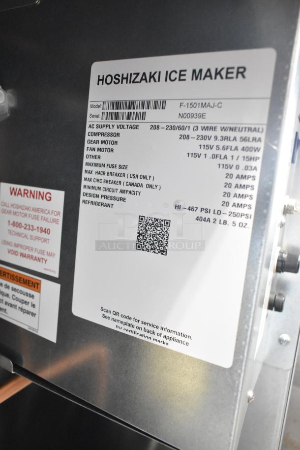 BRAND NEW 2023 Hoshizaki F-1501MAJ-C Ice Machine, 1327 lb. capacity, stainless steel, commercial, 208-230V, scratch and dent.