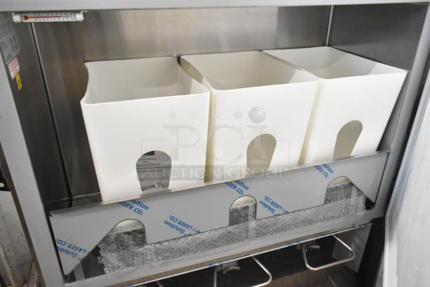 Brand new Silver King SKMAJ3-ESUS4 stainless steel 18-gal milk dispenser. Scratch and dent, includes interior bins.