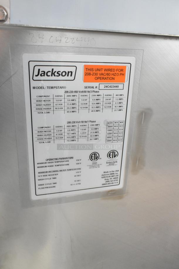 Brand new Jackson TempStar stainless steel commercial dishwasher with electric booster heater, 208-230-460V, 3 phase.