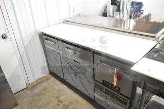 BRAND NEW SCRATCH AND DENT! 2020 Continental CPA60 Stainless Steel Commercial Pizza Prep Table on Commercial Casters. 115 Volts, 1 Phase. - Item #1196586