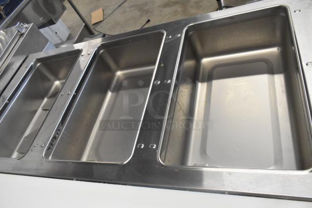 BRAND NEW 2023 Eagle SHT3-120 Stainless Steel 3 Bay Steam Table with metal under shelf. Electric, 120V, 1 phase.