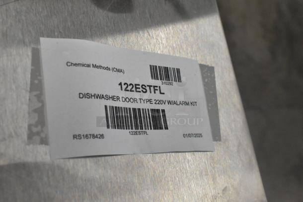 BRAND NEW CMA EST-FL Dishwasher; stainless steel, 220V, 1 phase. Scratch and dent. Label: "Dishwasher Door Type 220V w/Alarm Kit."
