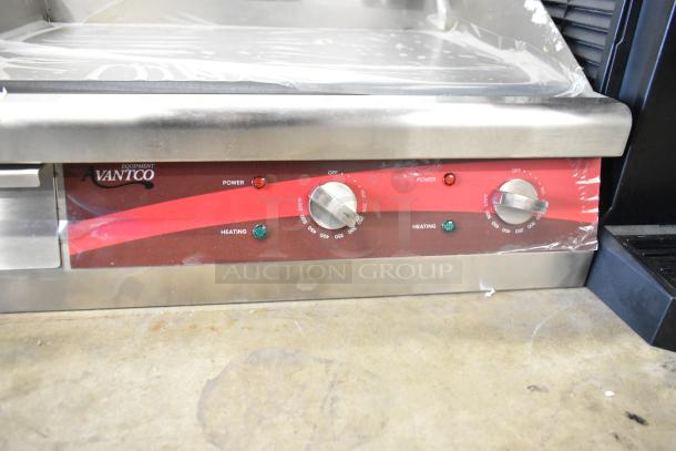 Brand new Avantco 177EG24N 24" electric countertop griddle, stainless steel, 208/240V, 1 phase, minor scratches.