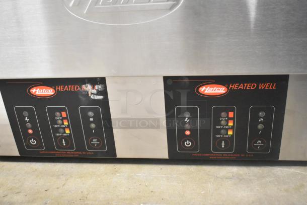 Hatco RHW-2 stainless steel heated food well, dual 11 Qt. capacity, scratch and dent, 208/240V, 1 phase, control panel shown.