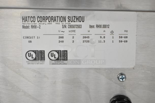 BRAND NEW Hatco RHW-2 stainless steel dual 11 Qt. heated food well with insets, lids, 208/240V, 1 phase, scratch and dent.