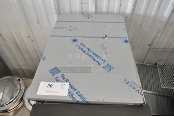 Brand new 2023 Manitowoc UCP0050A-161 ice machine, scratch and dent, with 25 lb. bin, protective film intact.
