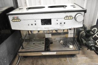 Schaerer Barista 2 Group Espresso Machine, stainless steel, countertop model, visible surface damage, 208/240V, 1 phase.