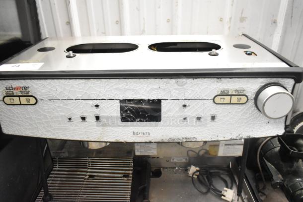 Schaerer Barista 2 Group Espresso Machine, stainless steel, countertop model, visible wear and damage, 208/240V, 1 phase.