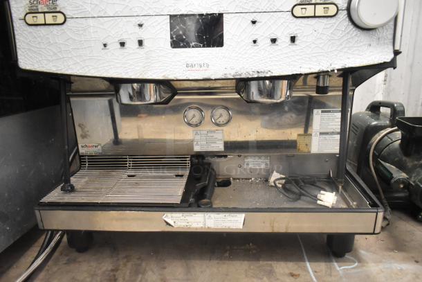 Schaerer Barista Stainless Steel 2 Group Espresso Machine, countertop, visible damage, 208/240V, 1 phase.