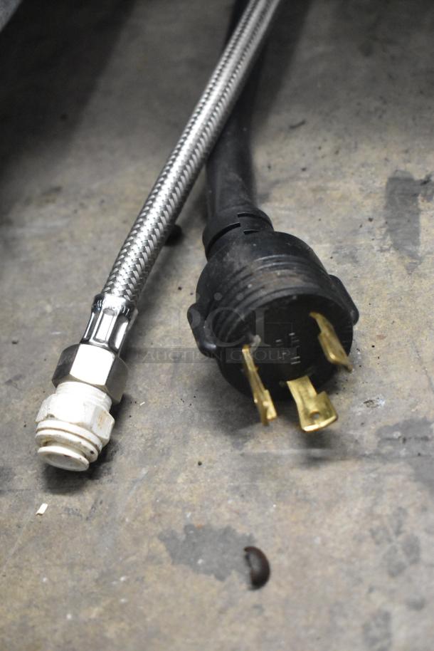 Power cord and stainless steel braided hose for Schaerer Barista commercial espresso machine, 208/240V, 1 phase.