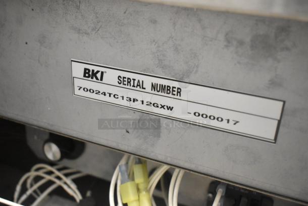 BKI HSS2-4T serial number tag, with detail showing model and serial number: 70024TC13P12GXW-000017.