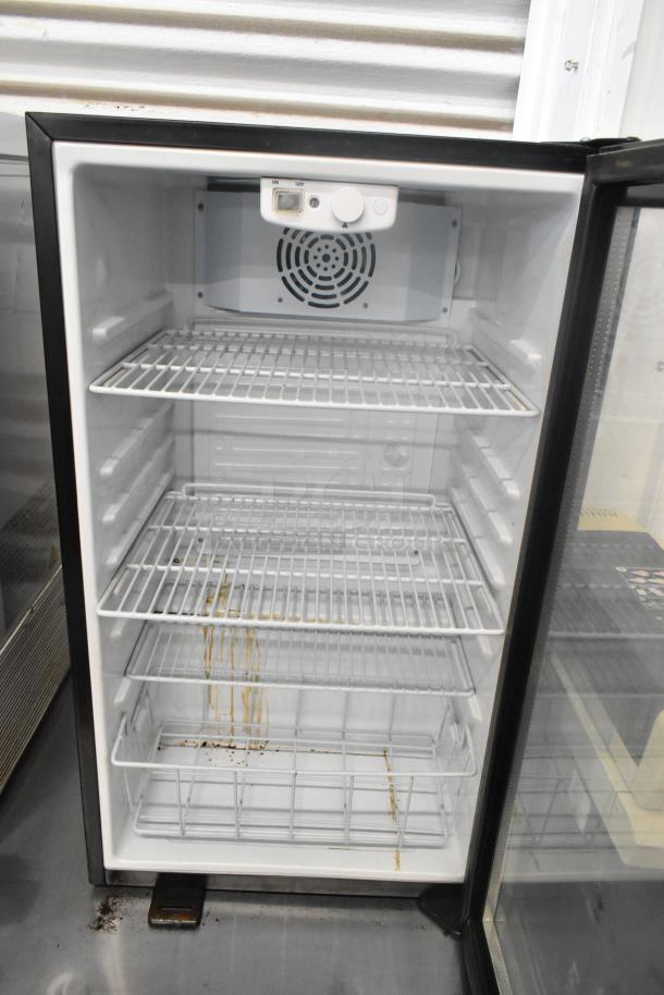 Cecilware CTR3.75 metal mini cooler merchandiser, 110-120 volts, 1 phase, with three wire shelves and front display door.