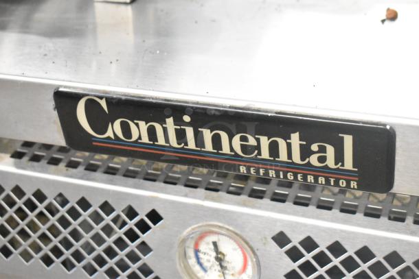 Continental DL48G commercial chef base, stainless steel, 2 drawers, on casters, 115V, 1 phase, with brand label visible.