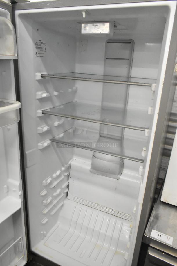 2019 Whirlpool WSZ57L18DM03 reach-in freezer, single door, 115V, 1-phase, clean interior, adjustable shelves, visible model label.
