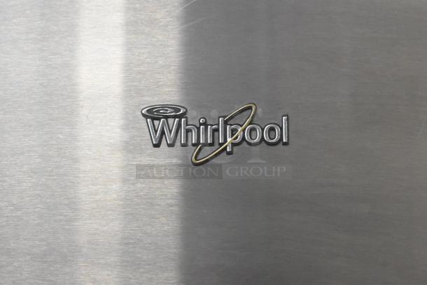 2016 Whirlpool WRT518SZFM00 stainless steel cooler with freezer. Identifiable Whirlpool logo, 115 Volts, 1 Phase.