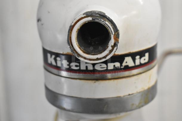 KitchenAid KSM5OP/KM25G metal countertop dough mixer, 5-quart capacity, 115V, visible wear, logo on the side.