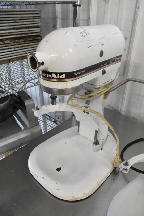 KitchenAid KSM5OP 5 Quart Metal Dough Mixer, used condition, visible wear, 115V, 1 phase. Professional model label.